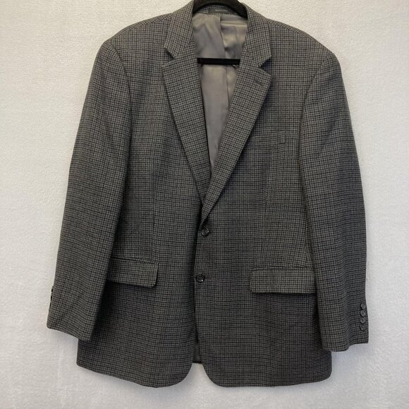 Chaps 100% Lambswool Blazer Jacket Mens 42R Gray Houndstooth Sport Coat Formal - Picture 6 of 16